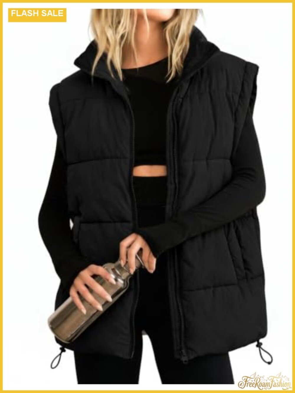 Women's Zip Up Puffer Vest Stand Collar Sleeveless Padded Jacket